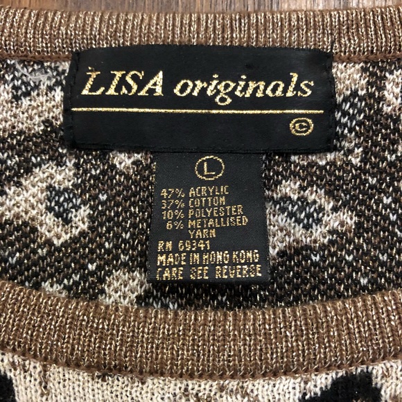 Vintage Leopard Print Metallic Beaded Sweater Lisa Originals Large - Picture 11 of 15
